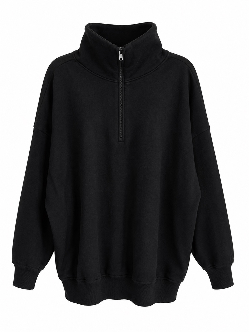 TKEES Black Half-Zip Turtleneck Sweater